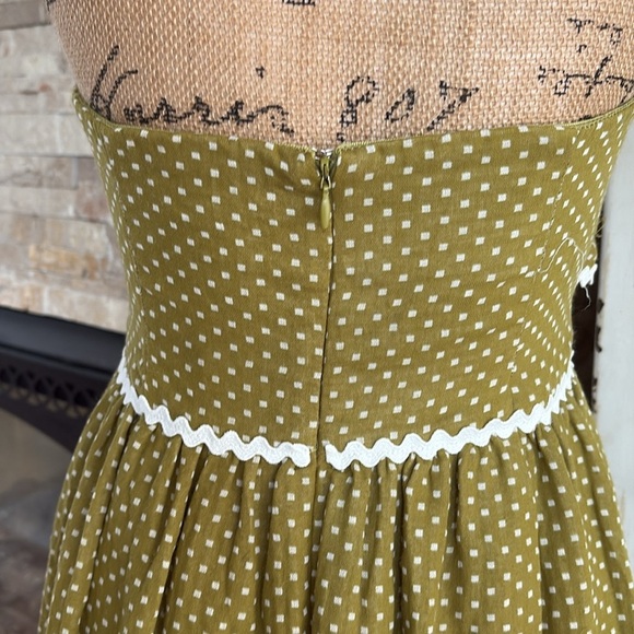 Lulu’s Delightful Design Light Green Polka Dot Midi Dress with pockets strapless - Picture 12 of 16